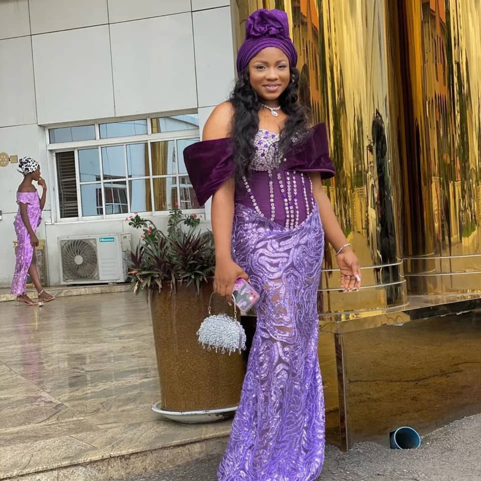 Purple statement occasion dress from Everjez Fittings